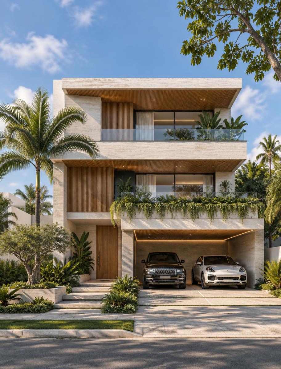 Residência contemporânea renderizada em 3D